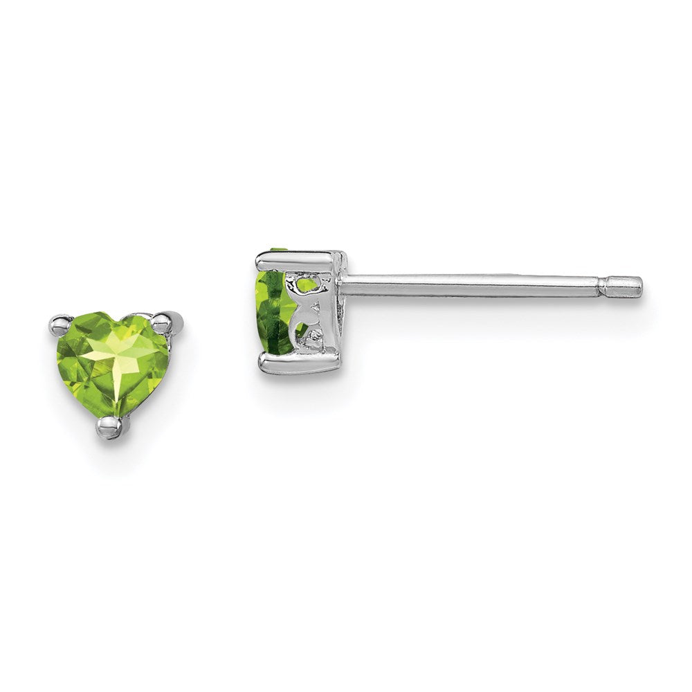 Sterlingsilber Rhodiniert 4mm Herz Peridot Ohrstecker