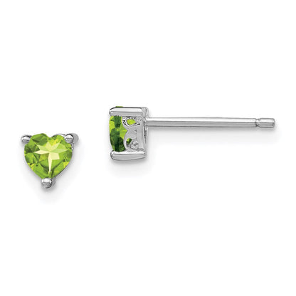 Sterlingsilber Rhodiniert 4mm Herz Peridot Ohrstecker