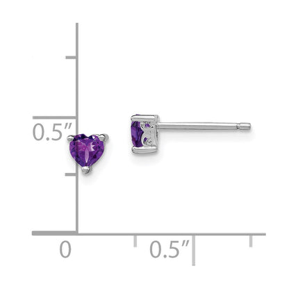 Sterlingsilber Rhodiniert 4mm Herz Amethyst Ohrstecker