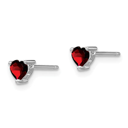 Sterlingsilber Rhodiniert 4mm Herz Granat Ohrstecker