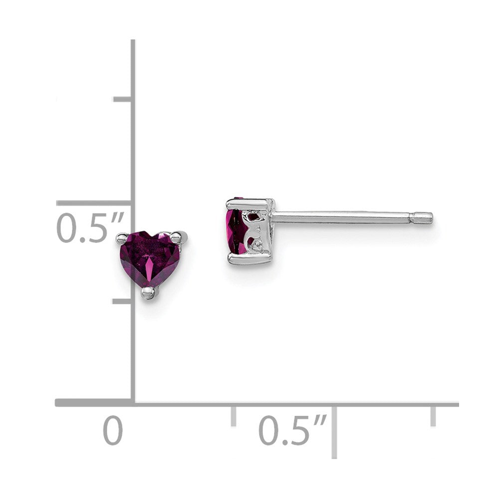 Sterlingsilber Rhodiniert 4mm Herz Rhodolith Granat Ohrstecker