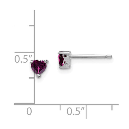 Sterlingsilber Rhodiniert 4mm Herz Rhodolith Granat Ohrstecker