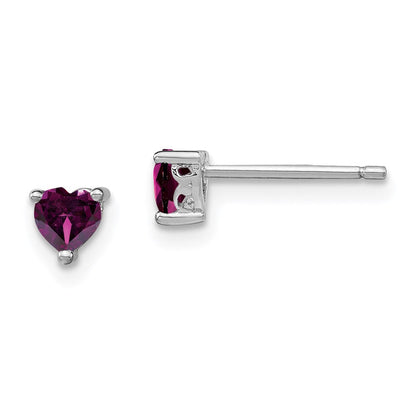 Sterlingsilber Rhodiniert 4mm Herz Rhodolith Granat Ohrstecker