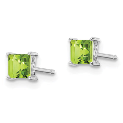 Sterlingsilber Rhodiniert 4mm Princess Peridot Ohrstecker