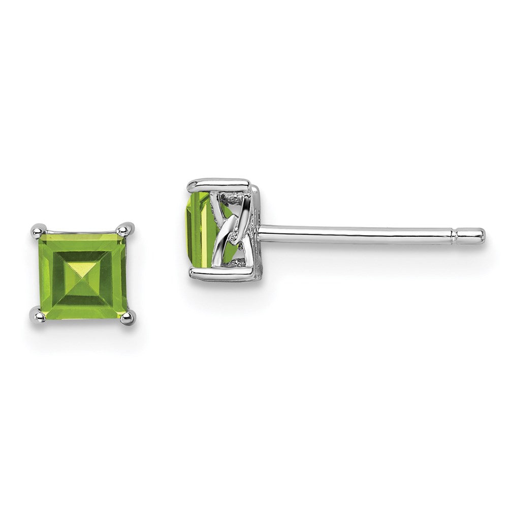 Sterlingsilber Rhodiniert 4mm Princess Peridot Ohrstecker