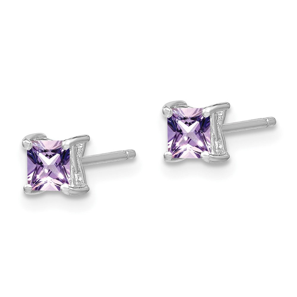 Sterlingsilber Rhodiniert 4mm Princess Rhodolith Granat Ohrstecker