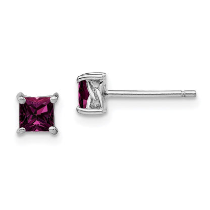 Sterlingsilber Rhodiniert 4mm Princess Rhodolith Granat Ohrstecker