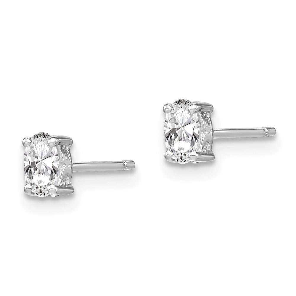 Sterlingsilber Rhodiniert 5x3mm Oval Weiß Topas Ohrstecker