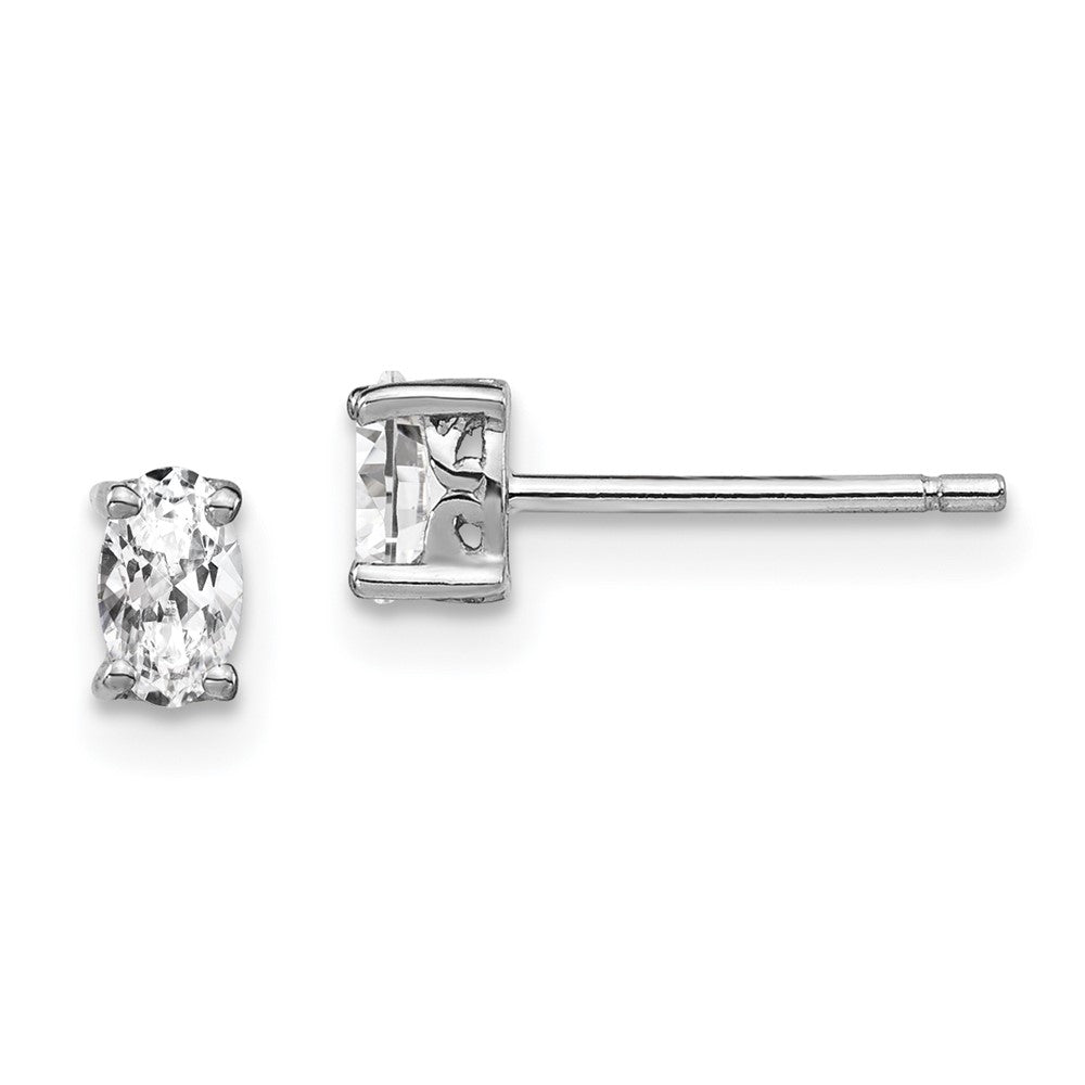 Sterlingsilber Rhodiniert 5x3mm Oval Weiß Topas Ohrstecker
