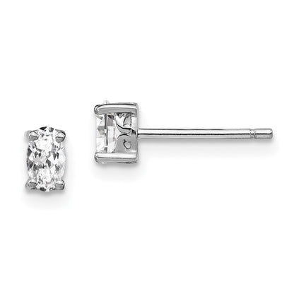 Sterlingsilber Rhodiniert 5x3mm Oval Weiß Topas Ohrstecker