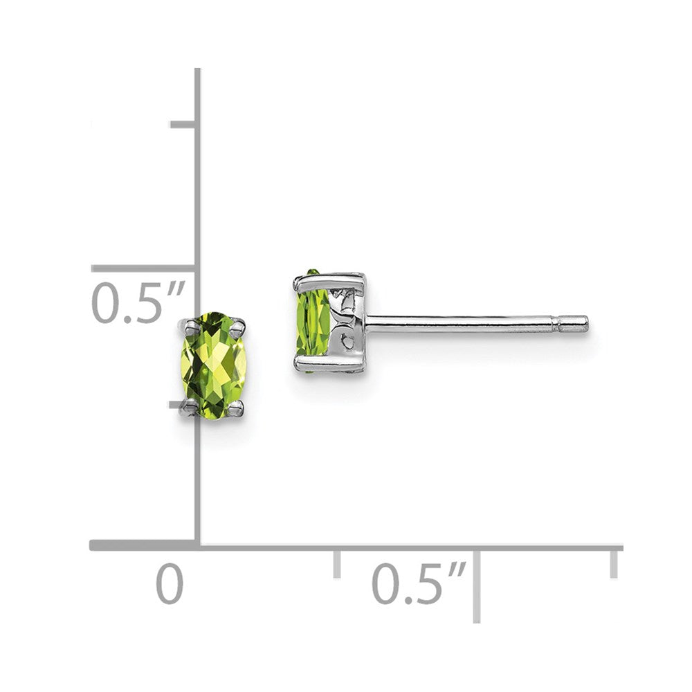 Sterlingsilber Rhodiniert 5x3mm Oval Peridot Ohrstecker