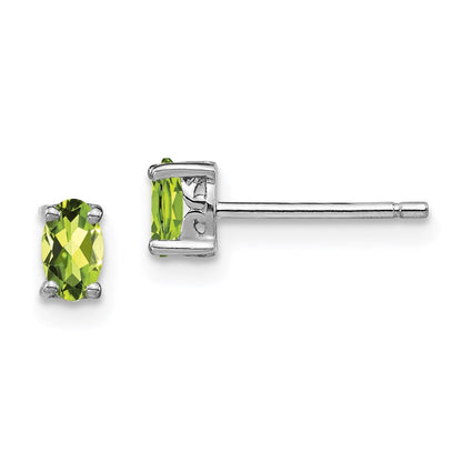 Sterlingsilber Rhodiniert 5x3mm Oval Peridot Ohrstecker