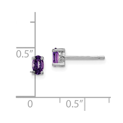 Sterlingsilber Rhodiniert 5x3mm Oval Amethyst Ohrstecker