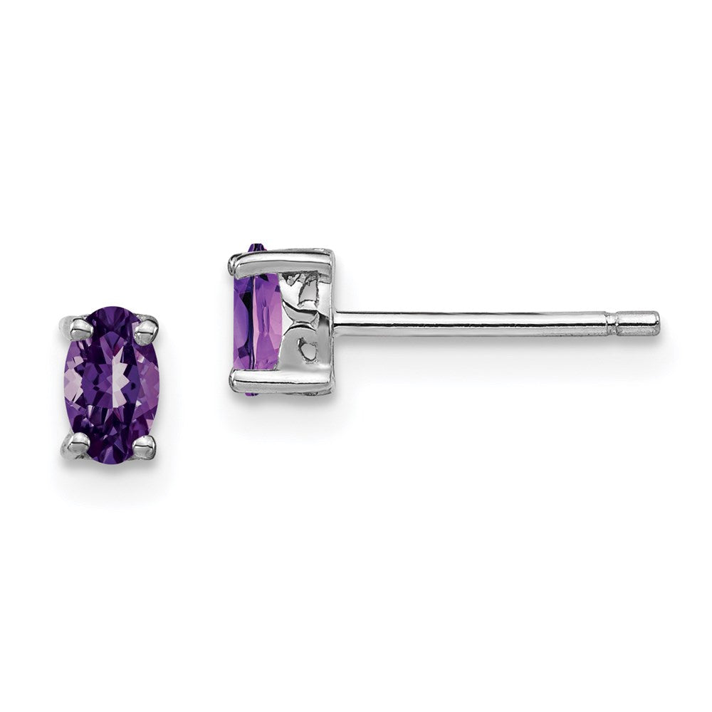 Sterlingsilber Rhodiniert 5x3mm Oval Amethyst Ohrstecker