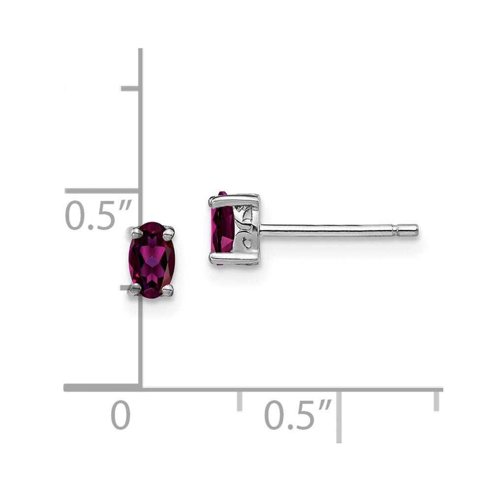 Sterlingsilber Rhodiniert 5x3mm Oval Rhodolith Granat Ohrstecker