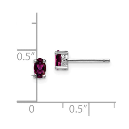 Sterlingsilber Rhodiniert 5x3mm Oval Rhodolith Granat Ohrstecker