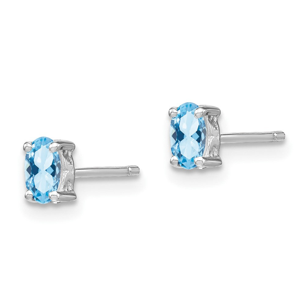 Sterlingsilber Rhodiniert 5x3mm Oval Aquamarin Ohrstecker