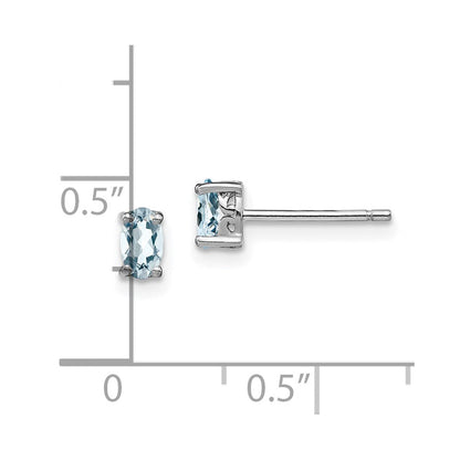 Sterlingsilber Rhodiniert 5x3mm Oval Aquamarin Ohrstecker