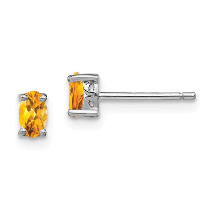 Sterlingsilber Rhodiniert 5x3mm Oval Citrin Ohrstecker
