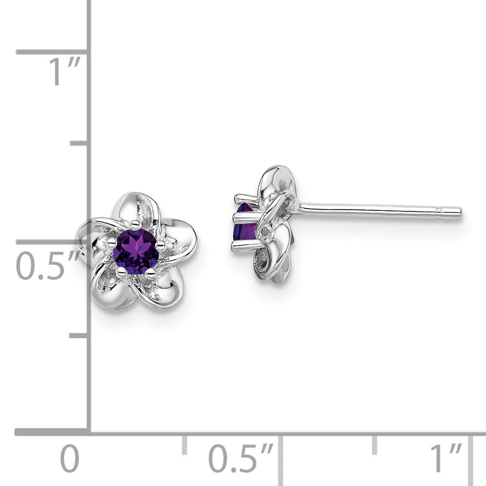 Sterlingsilber Rhodiniert Blumen Amethyst Ohrstecker