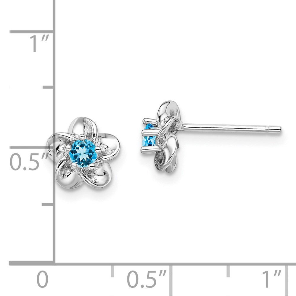 Sterlingsilber Rhodiniert Blumen Blautopas Ohrstecker