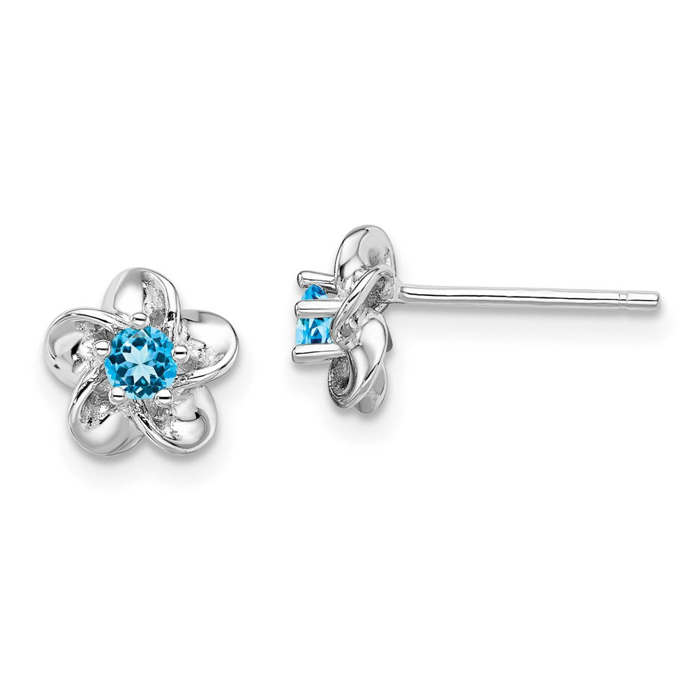 Sterlingsilber Rhodiniert Blumen Blautopas Ohrstecker