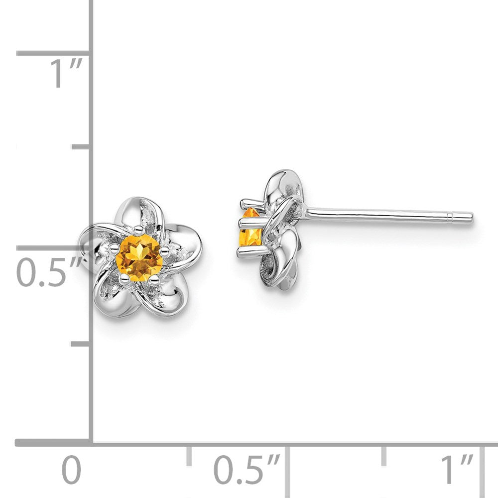Sterlingsilber Rhodiniert Blumen Citrin Ohrstecker