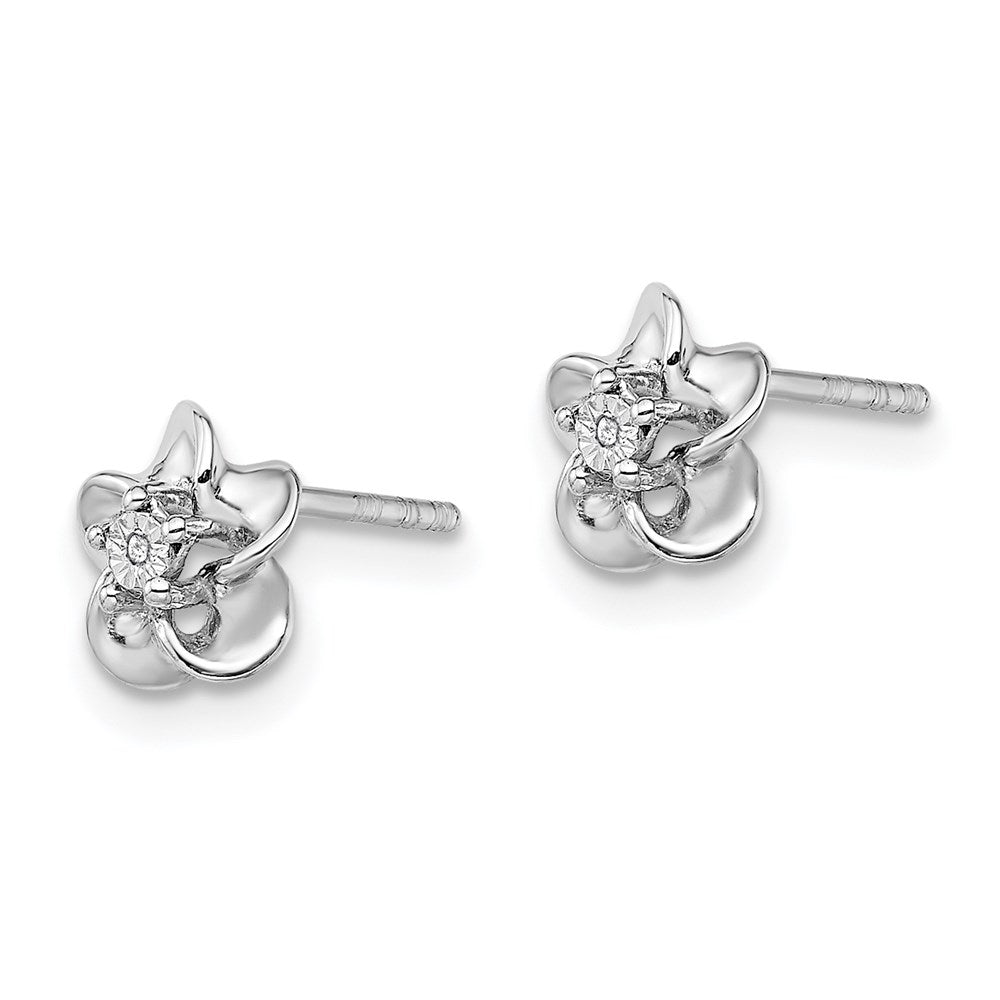 Sterlingsilber Rhodiniert Blumen Diamant Ohrstecker