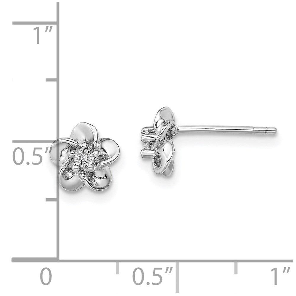 Sterlingsilber Rhodiniert Blumen Diamant Ohrstecker