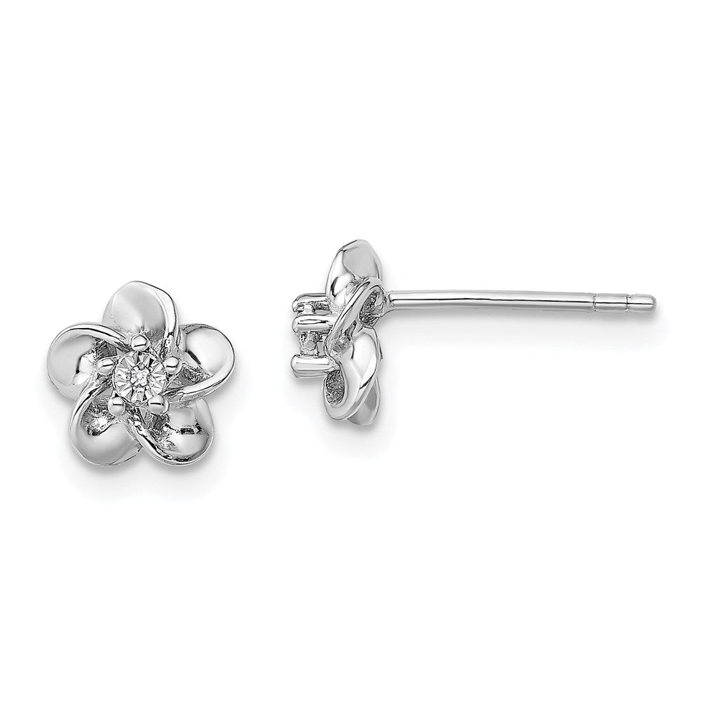 Sterlingsilber Rhodiniert Blumen Diamant Ohrstecker