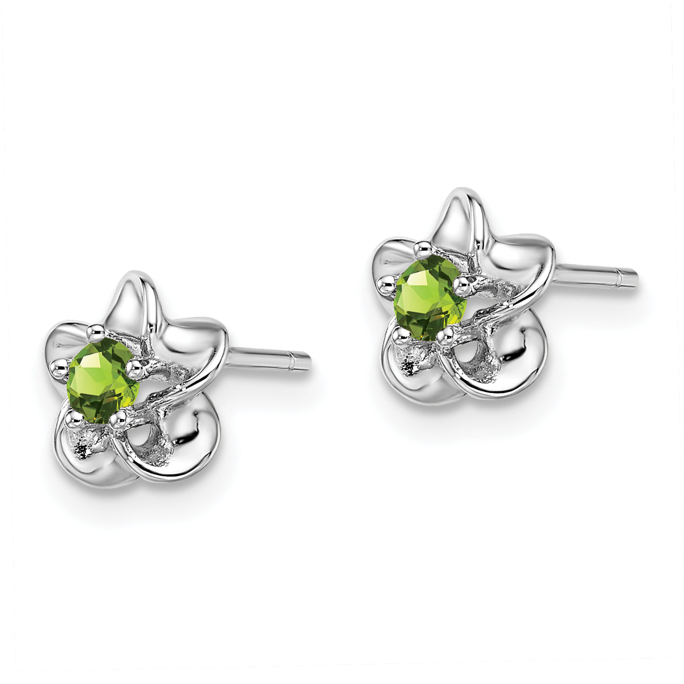 Sterlingsilber Rhodiniert Blumen Peridot Ohrstecker
