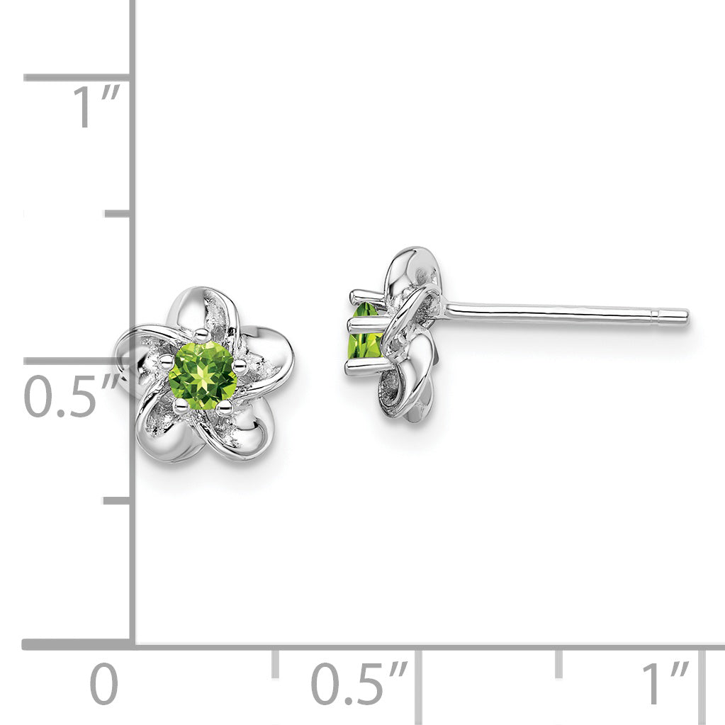 Sterlingsilber Rhodiniert Blumen Peridot Ohrstecker