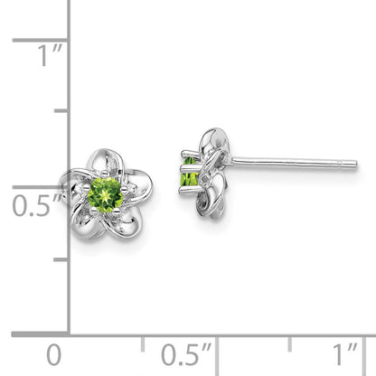 Sterlingsilber Rhodiniert Blumen Peridot Ohrstecker