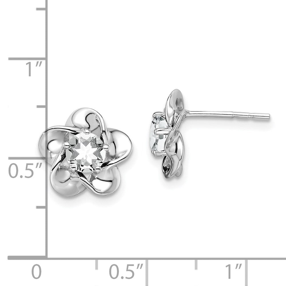 Sterlingsilber Rhodiniert Blumen Weiß Topas Ohrstecker