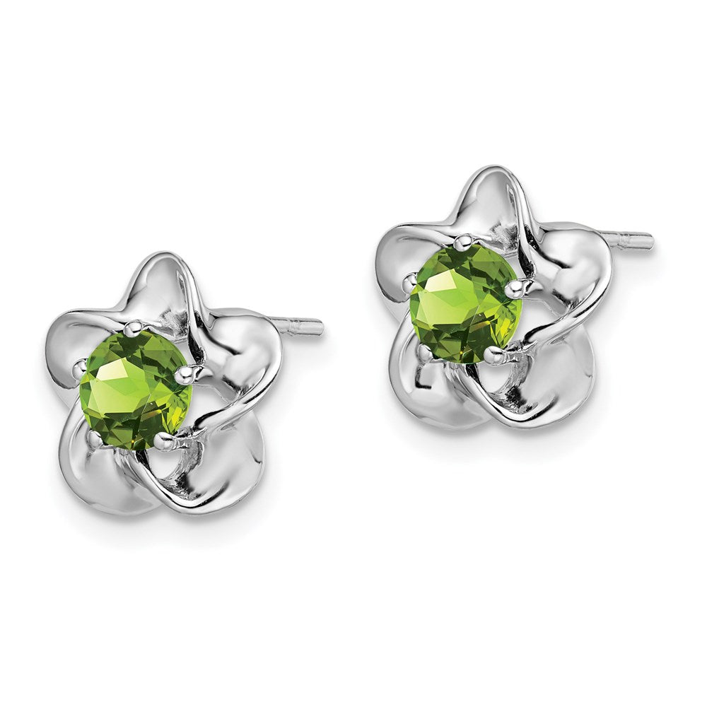 Sterlingsilber Rhodiniert Blumen Peridot Ohrstecker
