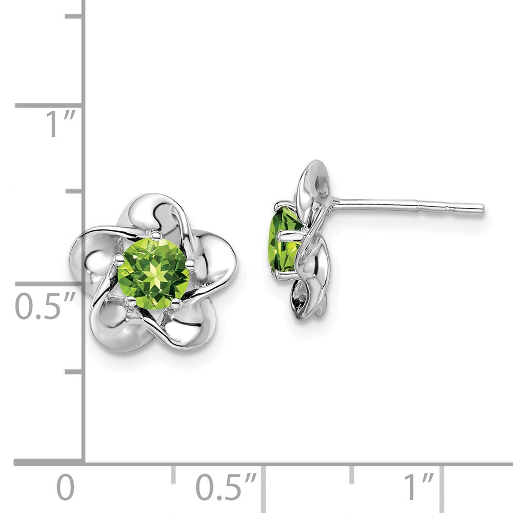 Sterlingsilber Rhodiniert Blumen Peridot Ohrstecker