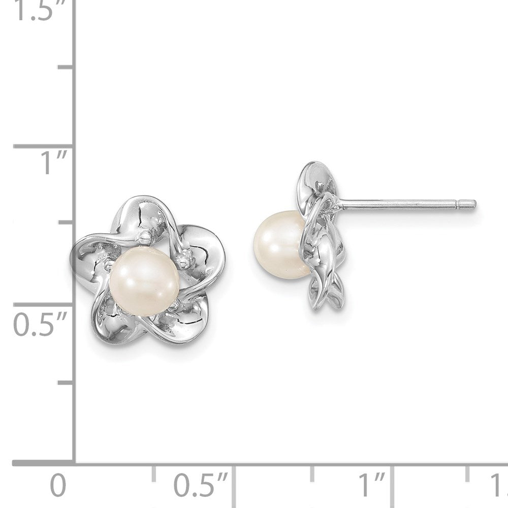 Sterlingsilber Rhodiniert Blumen Fwc Perle Ohrstecker