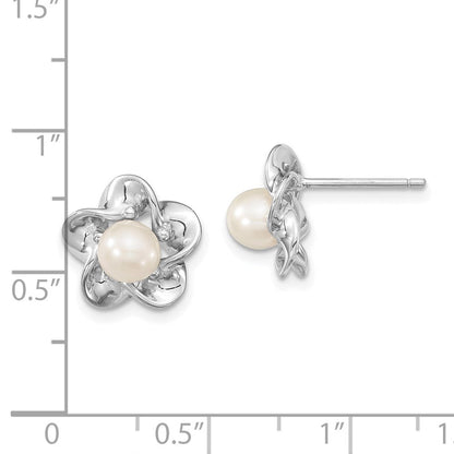 Sterlingsilber Rhodiniert Blumen Fwc Perle Ohrstecker