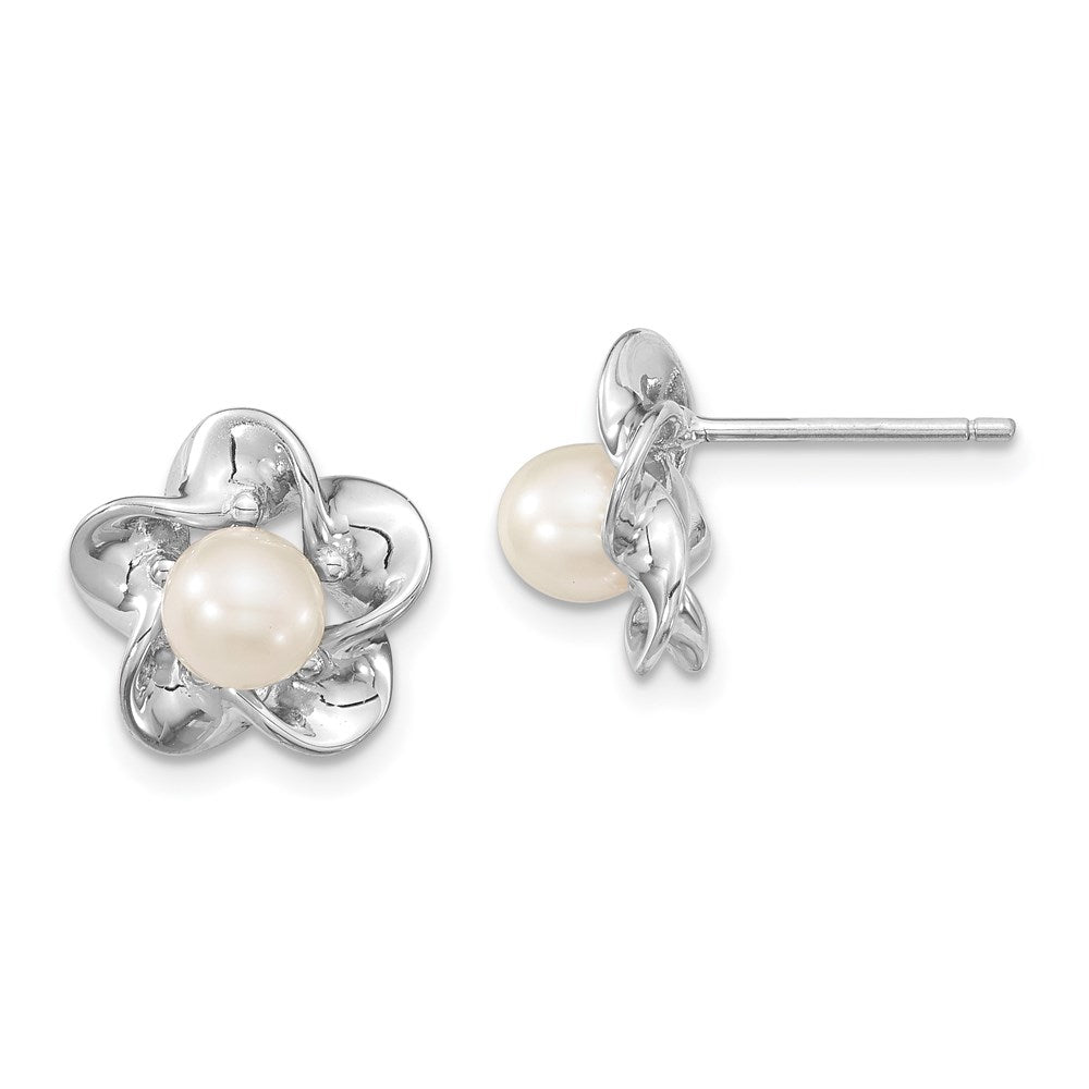 Sterlingsilber Rhodiniert Blumen Fwc Perle Ohrstecker