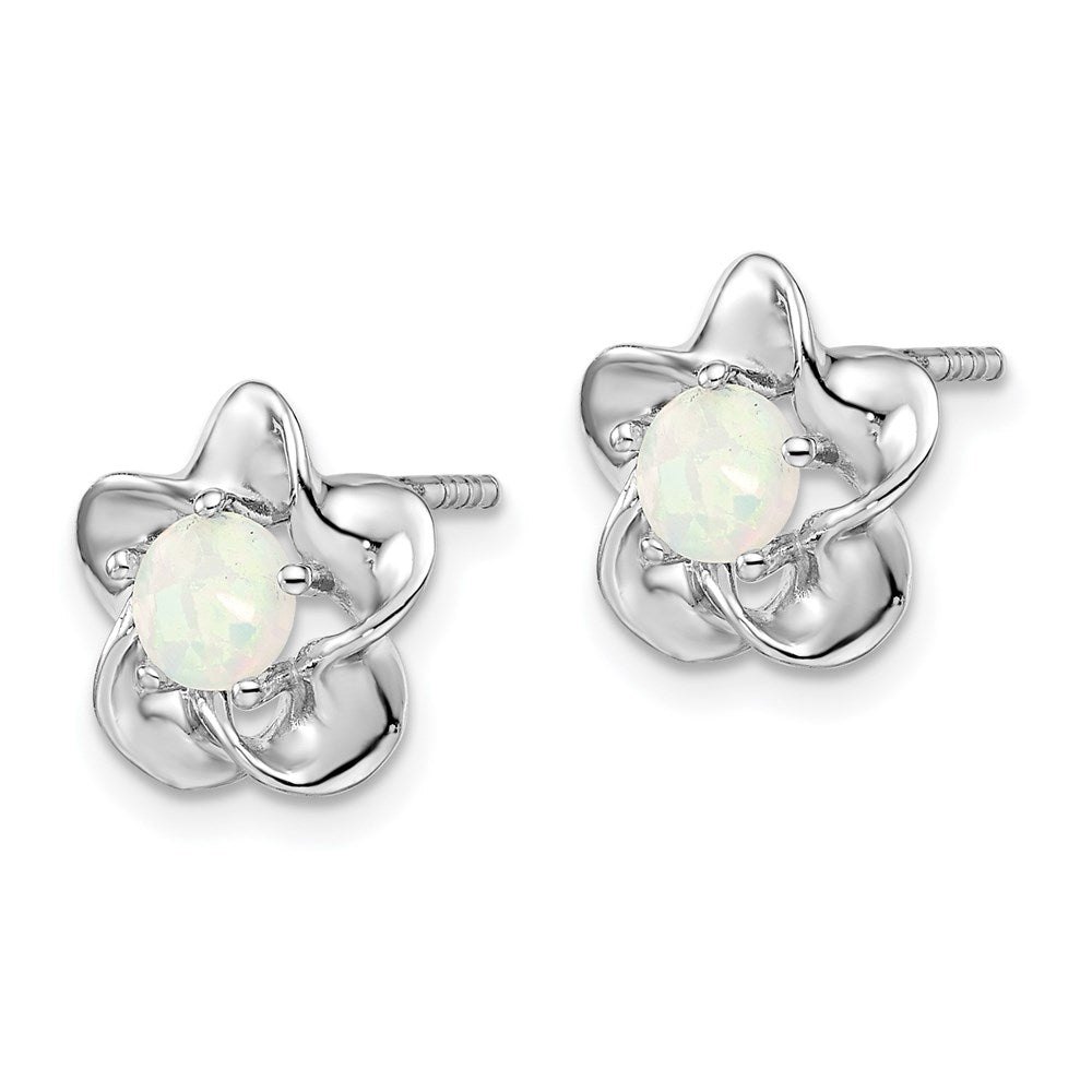 Sterlingsilber Rhodiniert Blumen Erzeugt Opal Ohrstecker