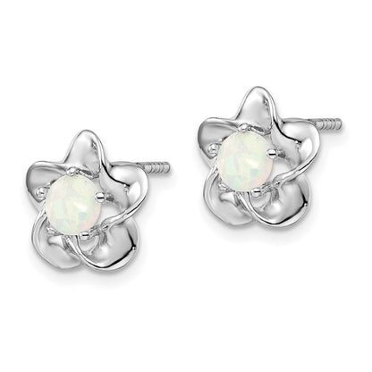 Sterlingsilber Rhodiniert Blumen Erzeugt Opal Ohrstecker