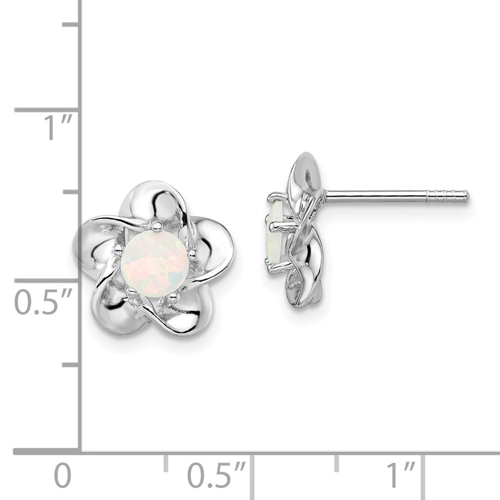 Sterlingsilber Rhodiniert Blumen Erzeugt Opal Ohrstecker