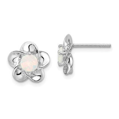 Sterlingsilber Rhodiniert Blumen Erzeugt Opal Ohrstecker