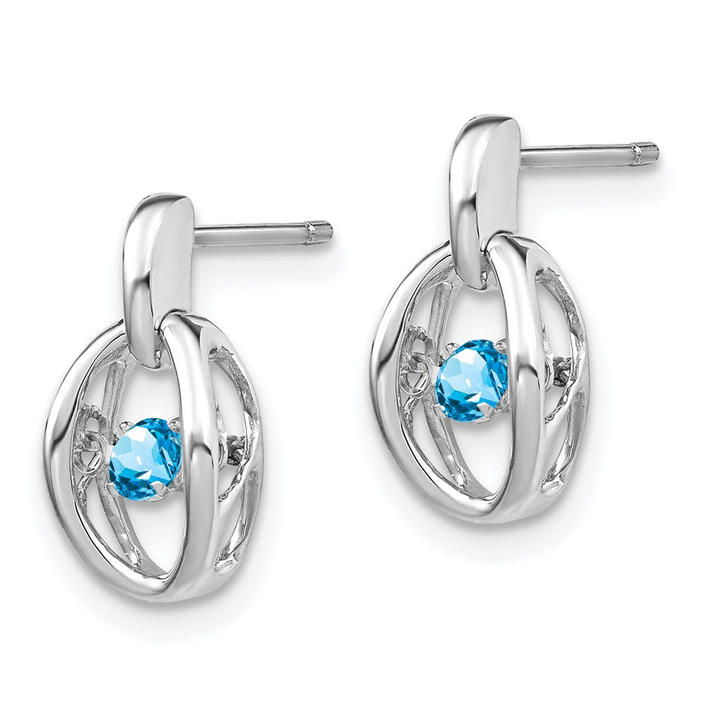 Sterlingsilber Rhodium Blautopas Geburtsstein Lebhaft Ohrringe