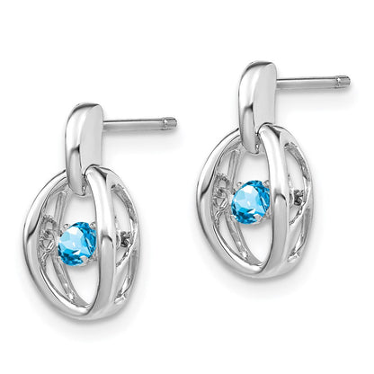 Sterlingsilber Rhodium Blautopas Geburtsstein Lebhaft Ohrringe