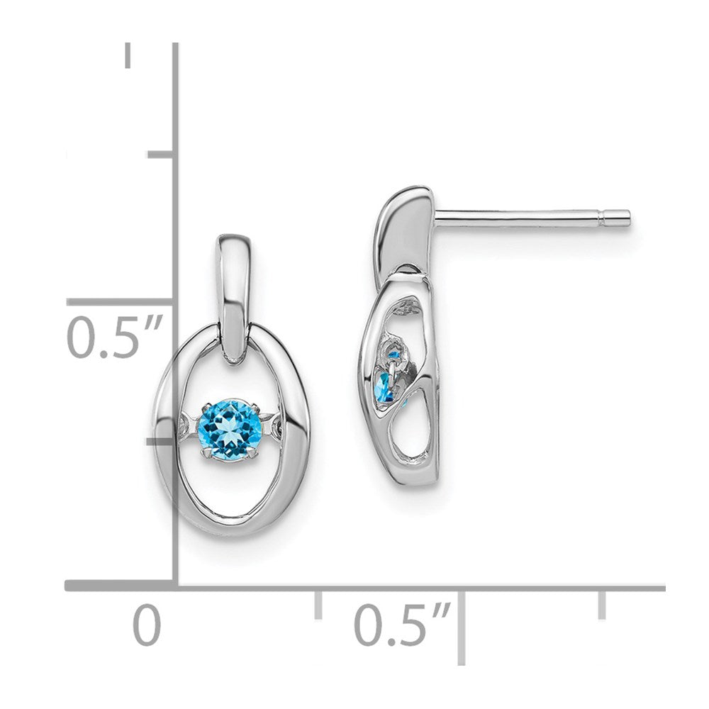 Sterlingsilber Rhodium Blautopas Geburtsstein Lebhaft Ohrringe