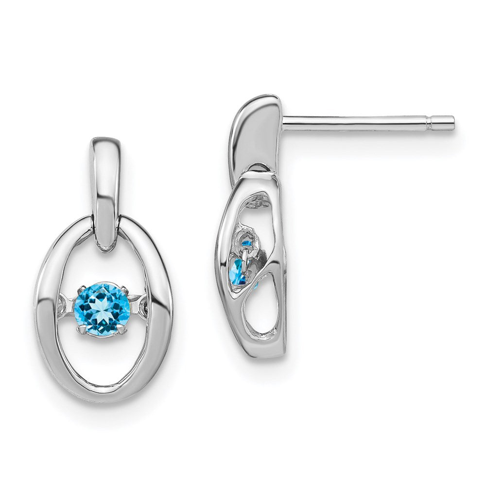 Sterlingsilber Rhodium Blautopas Geburtsstein Lebhaft Ohrringe