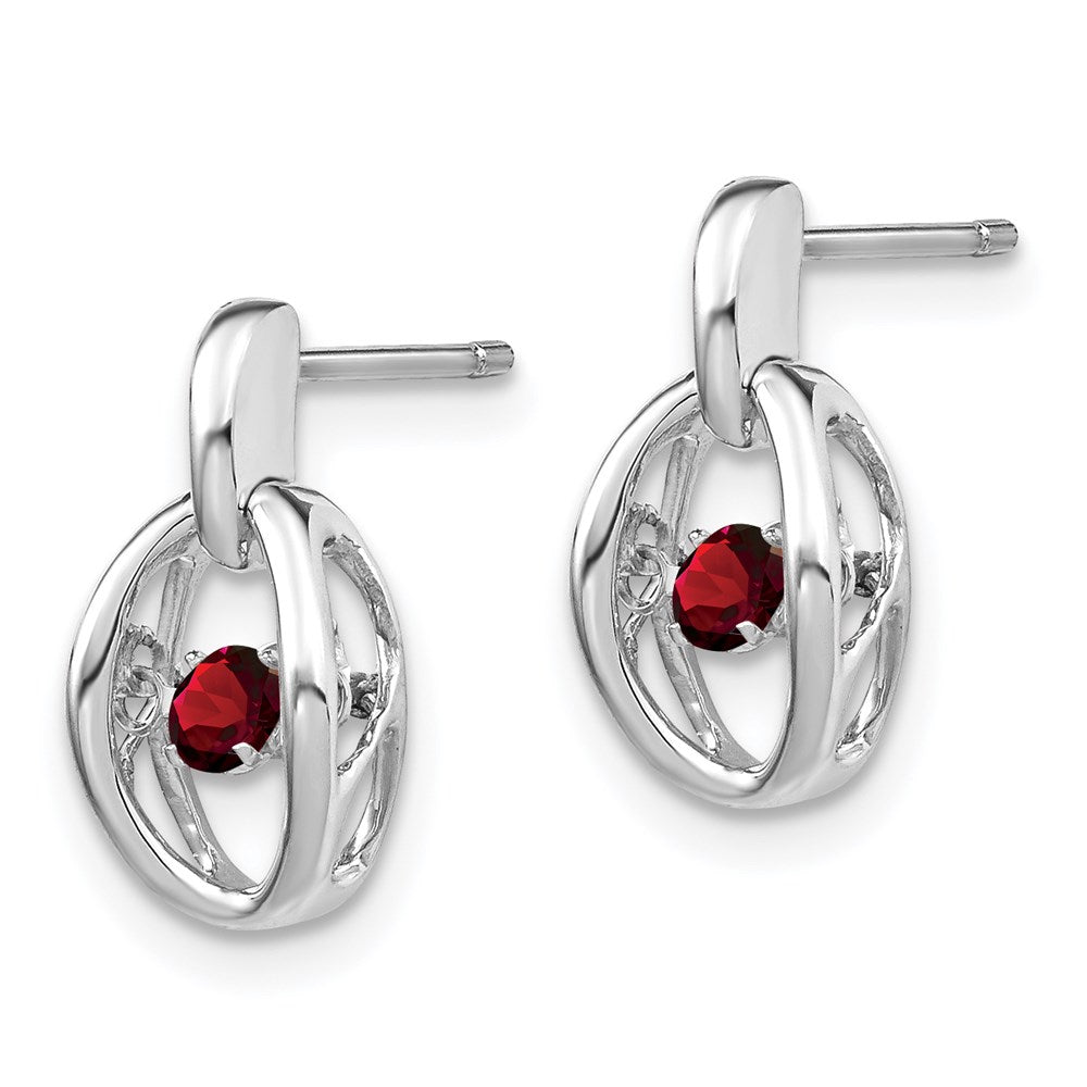 Sterlingsilber Rhodium Granat Geburtsstein Lebhaft Ohrringe