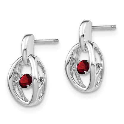 Sterlingsilber Rhodium Granat Geburtsstein Lebhaft Ohrringe