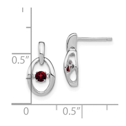 Sterlingsilber Rhodium Granat Geburtsstein Lebhaft Ohrringe